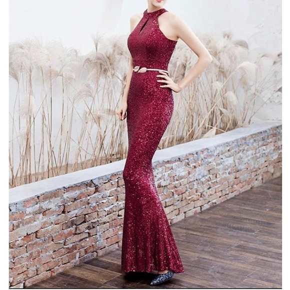 Long Sequin Party | Prom Sleeveless Mermaid Evening Elegant Formal Dress Size M - Picture 4 of 13